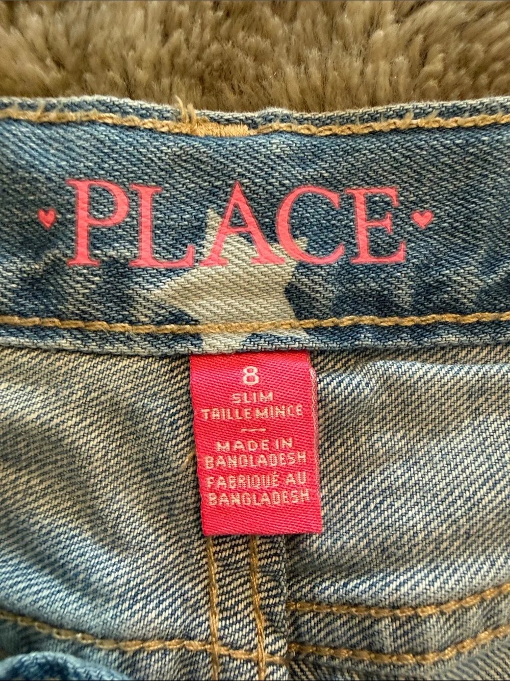 Children’s Place Girls Star Denim Shortie Shorts – Size 8 Slim